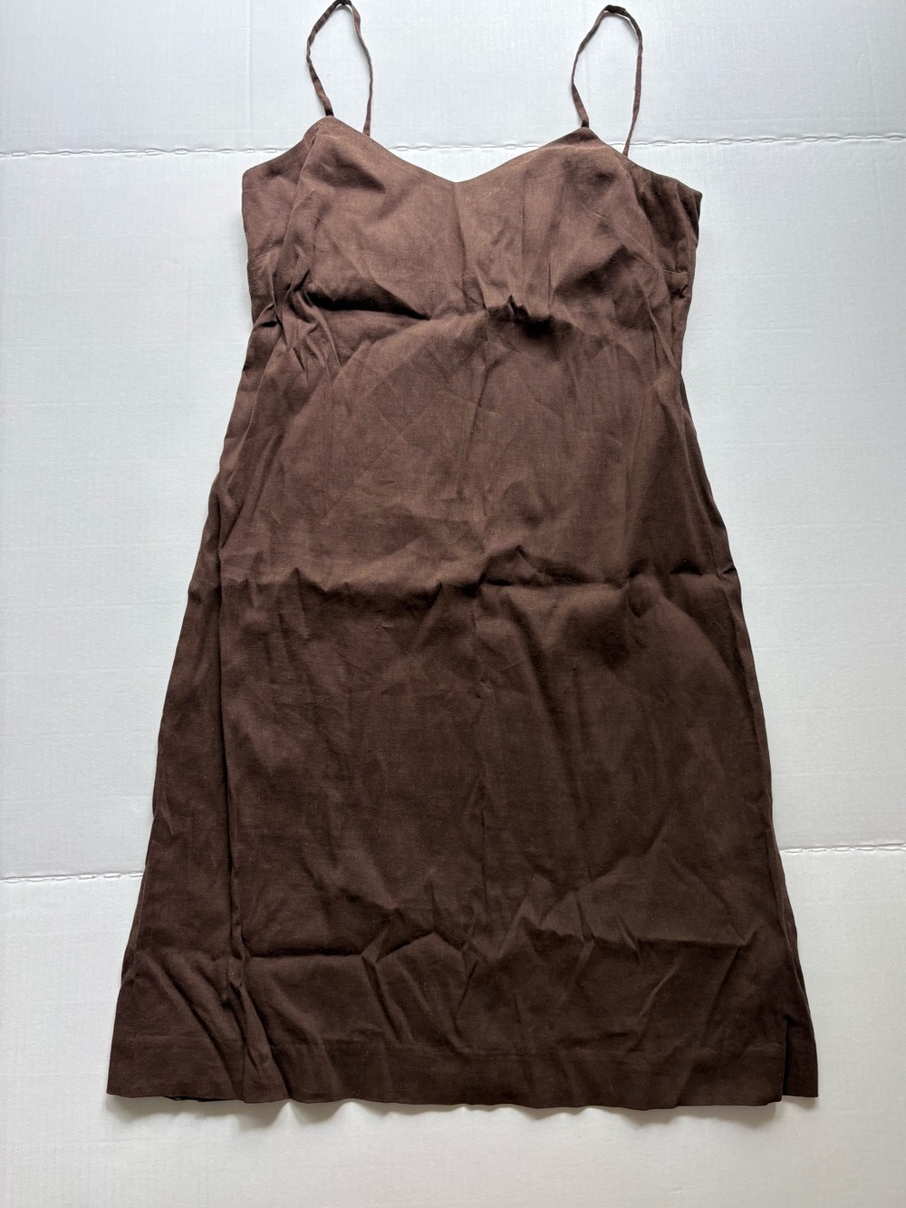 Theory Slip Midi Dress with Spaghetti Straps - Brown